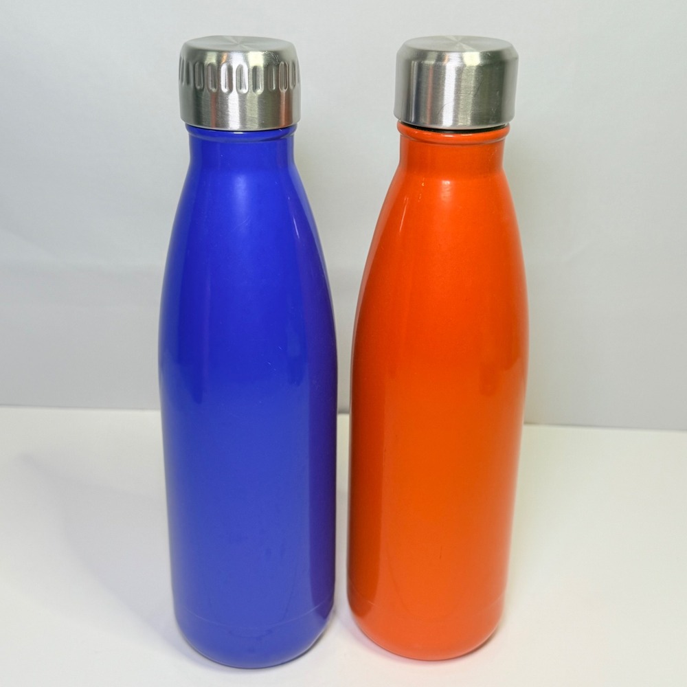 RTIC Stainless Steel Vacuum Insulated Water Bottle Set Blue Orange 17oz 2 Pack